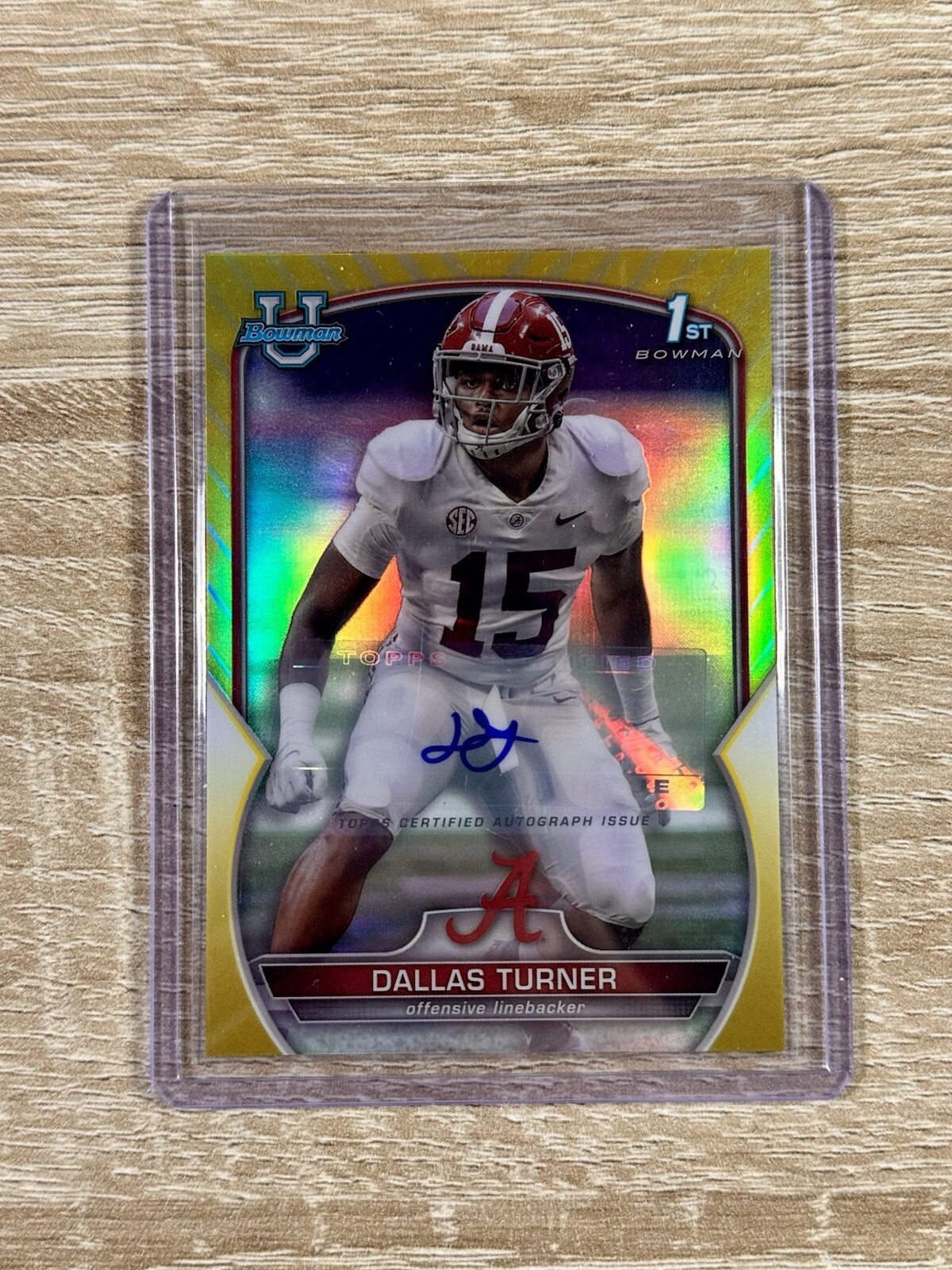 2022 Bowman Chrome U #6 Dallas Turner 1st Yellow Refractor Auto /75