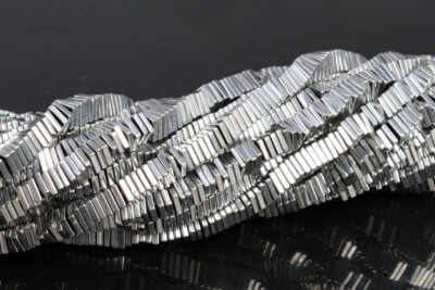 4x1MM Silver Tone Hematite Square Slice Grade AAA Gemstone Loose Beads