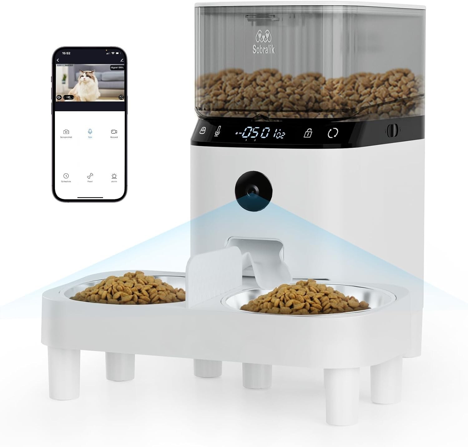 Auto Double Pet Feeder Wifi Camera Two Way Talk HD Night Vision-image