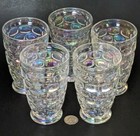 Set 5 Colonial Iridescent Federal Glass 1960s Yorktown 10oz Tumblers 4.75" NICE!