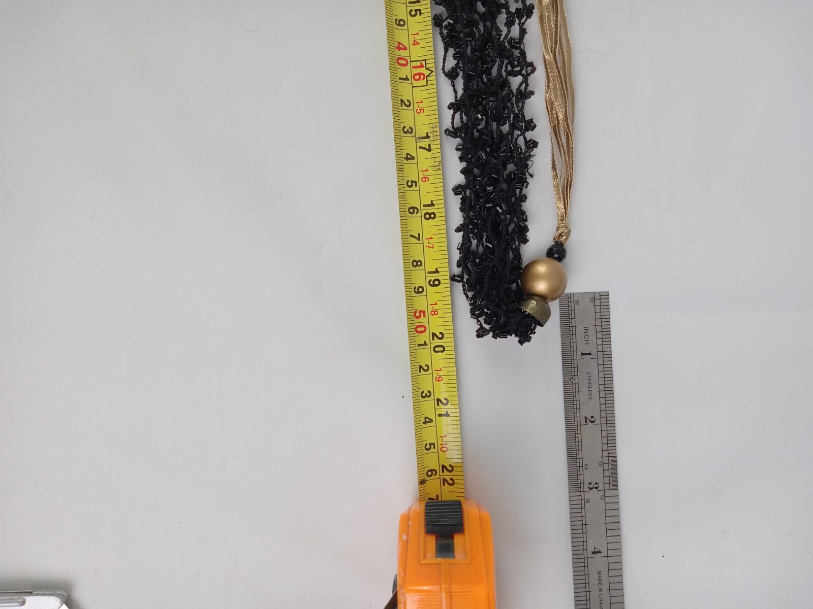 Black Confetti Scarf Necklace Solid Basic Black G… - image 8