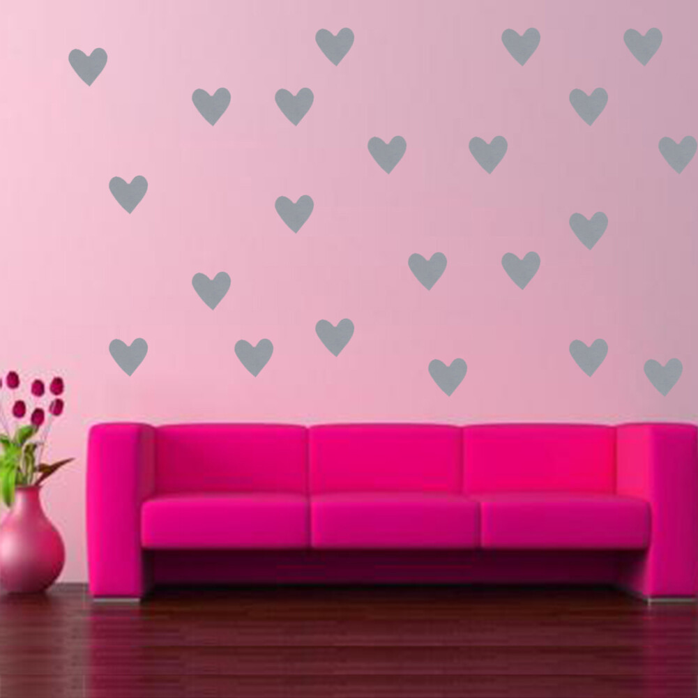 65pcs Removable Heart Wall Stickers Vinyl Stickers Home Decor (Grey) eBay