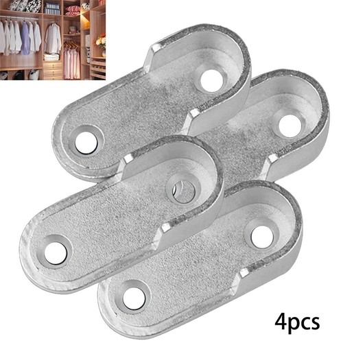 Round Bracket Rail Hanger Tube Support for Wardrobe Rod Socket Fitting Set of 4 - Picture 7 of 7