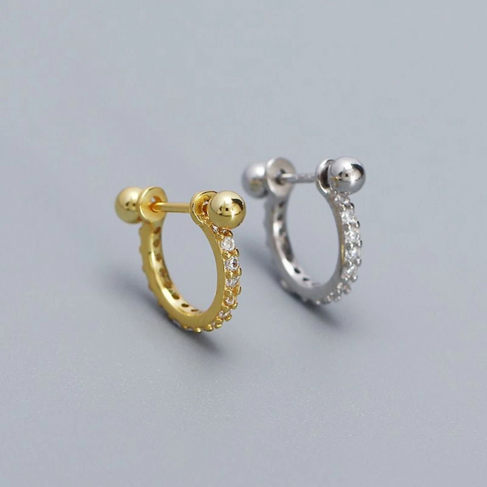 Aro moderno círculo de plata de ley 925, barra piercing de pezón único para mujer Foto 2 de 4