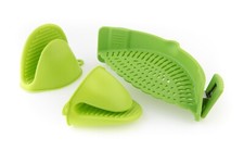 Nudelsieb Küchensieb Küchen Sieb Silikon Abtropfsieb mit Ofenhandschuhe