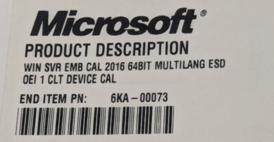 Microsoft 6KA-00073 2016 Windows Server w Embedded CAL, 1 Device 