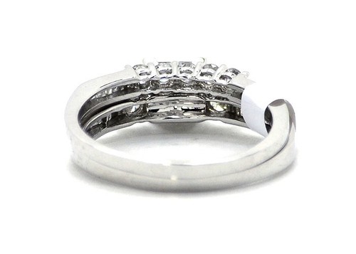 10K White Gold Princess Cut Diamond Bridal Wedding Band Engagement Ring Set 1 Ct - Picture 3 of 3