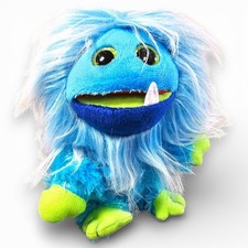 Ty Frizzys Fang Monster Beanbag Plush Toy Hairy Furry Blue with Tags 2015 6"