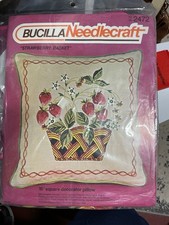 Bucilla Needlecraft Crewel Strawberry Basket 16 in square decorator pillow kit 2