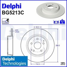 2x Bremsscheibe Delphi BG5213C 2 Bremsscheiben Hinterachse Hinten für Toyota