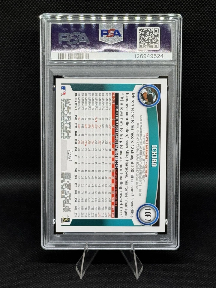 2011 Topps All Star Diamond Anniversary Ichiro #1 PSA 10 Gem Mint POP 2 - Image 2 of 2