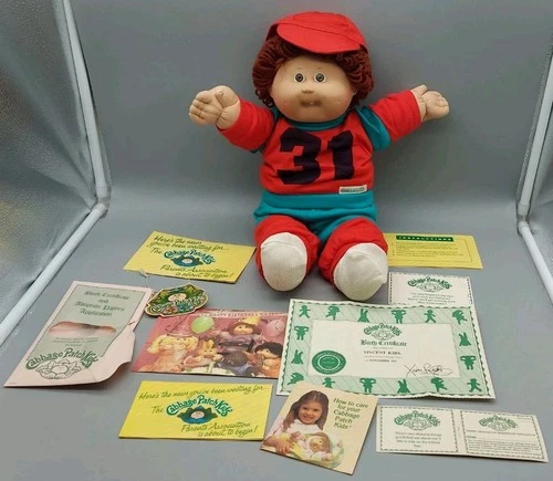 Vintage 1985 Cabbage Patch Kids Brown Eyes Brown Haired Doll Jogger Outfit
