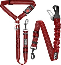 Dog Seatbelt Leash for Cars, Pet Safety Seat Belt with Adjustable