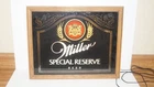 Vntg 1983 MILLER SPECIAL RESERVE Beer Lighted Wood Frame Wall Sign Advertising