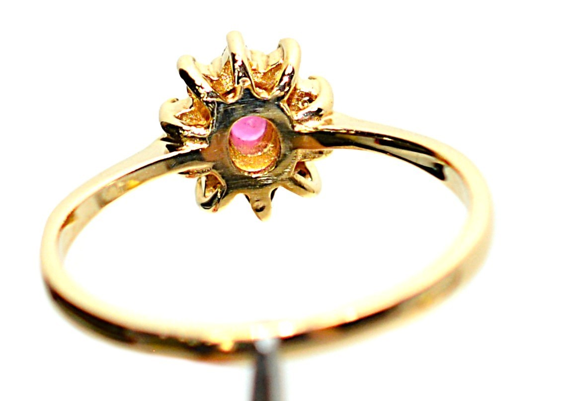 Natural Ruby & Diamond Ring 14K Solid Gold .45tcw… - image 7