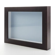 Dark Brown 8x10 Wood Shadow Box With Blue Acid-Free Backing 5/8 Usable Depth