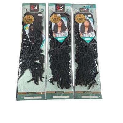 Bobbi Boss Nu Locs 18'' Crochet Interlocking Faux Locs Braids Jet Black Color Lot