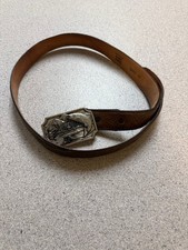 TONY LAMA 1098L BELT W/Fly Fishing Outdoorsman Mountain Scene Belt Buckle SZ 34