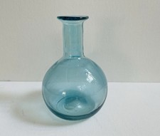 Vintage Collectible Hand Blown Aqua Blue Glass Vase, Small 5  Beautiful