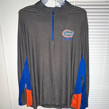 Florida Gators 1/4 Zip Long Sleeve Pullover Top Gray/Blue/Orange
