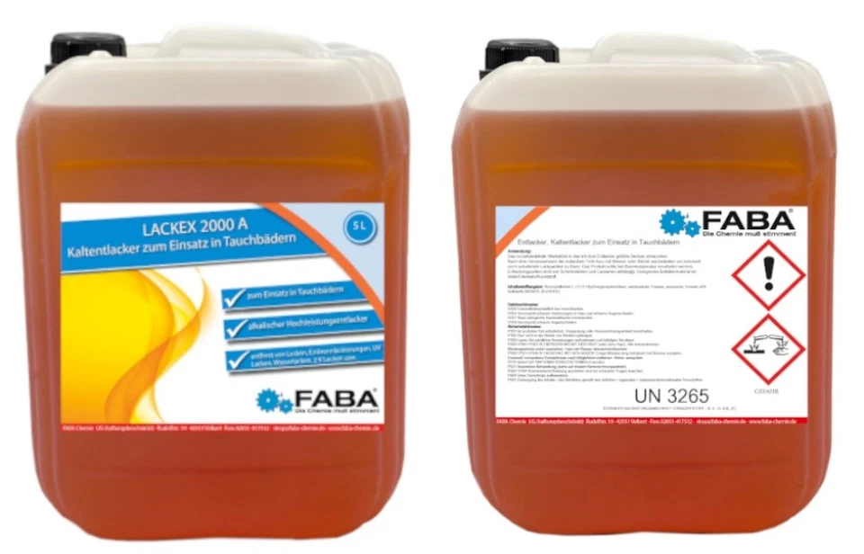 FABA 2 x 5 L Lackex 2000 A Kaltentlacker Entlacker Farbentferner