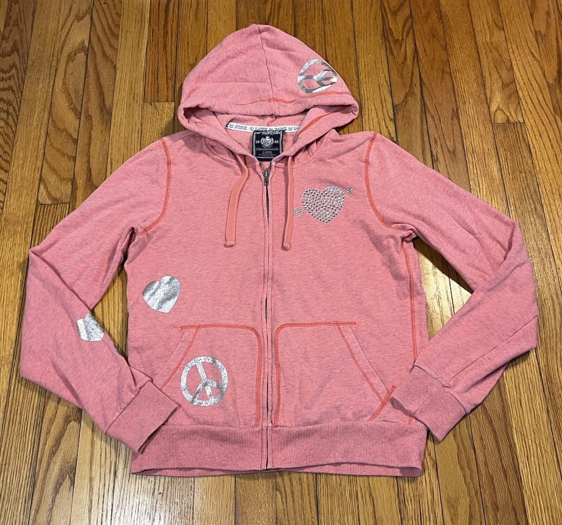 Sweat Victoria's Secret PINK Bleu à Capuche - Paillettes évasées - Taille M