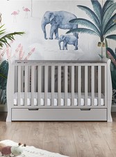 Stamford Sleigh Cot Bed with Underdrawer – Converts to Toddler Bed, Grey