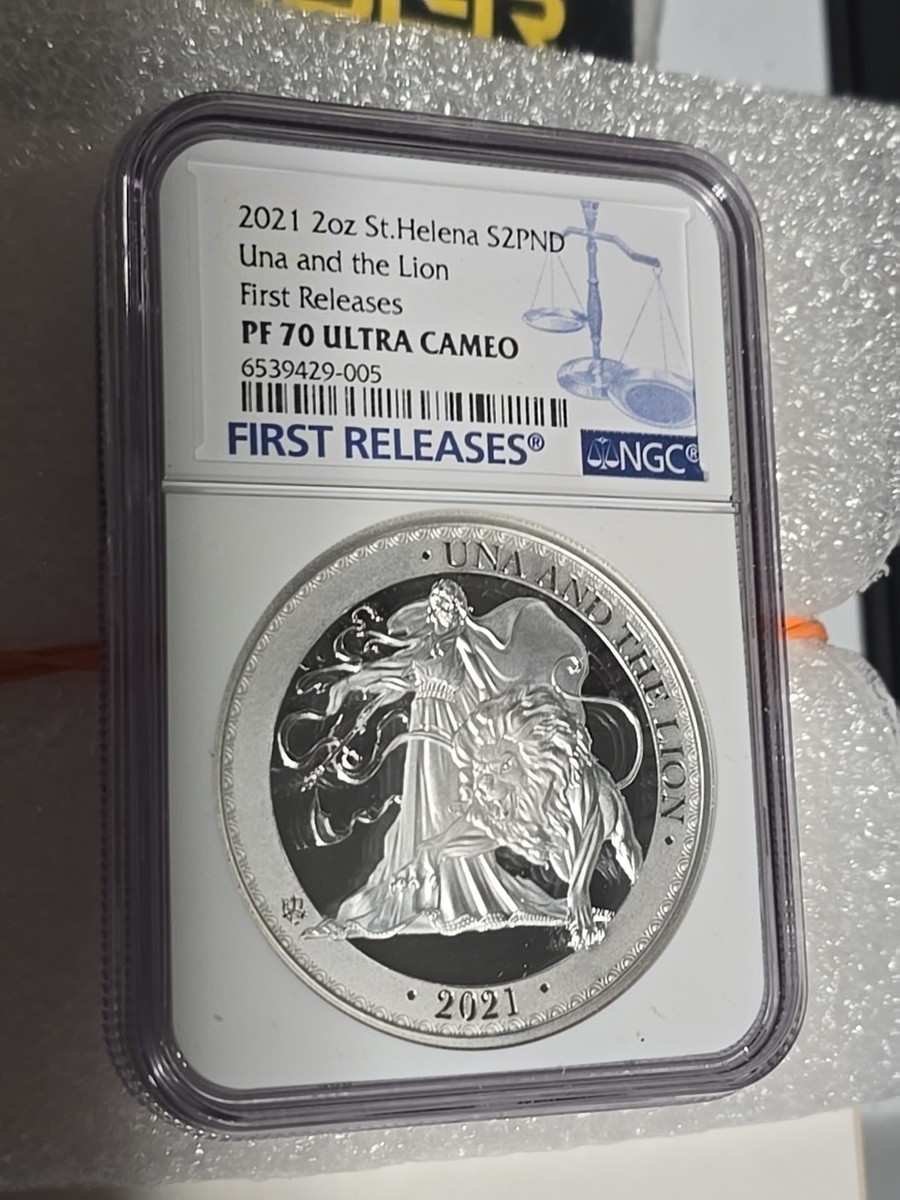 2021 St Helena Una and Lion 2oz Silver Proof Coin NGC PF70 Ultra