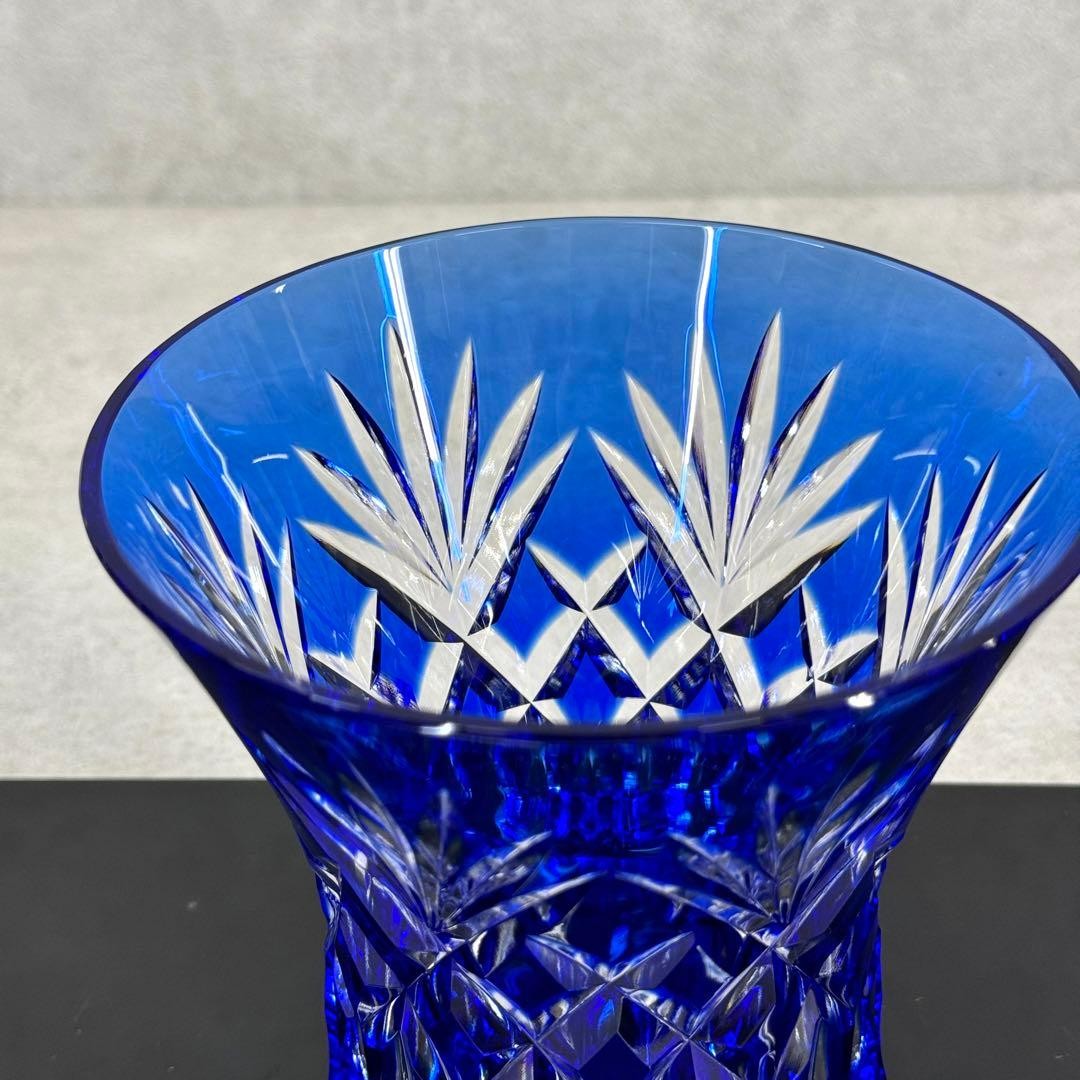 HOYA Crystal Cut Glass Kiriko Flower Vase Lapis Blue | eBay