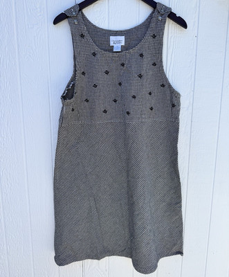 Y2K  Christopher & Banks Gingham Dress L Button Details Embroidered