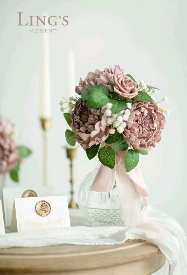 Ling's moment Flowers 16pcs Dusty Rose Blooming Peonies Artificial Flowers 