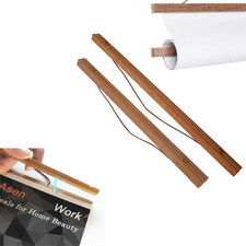 Chic Wooden Poster Hanger Magnetic Walnut Scroll Frame for Picture Display