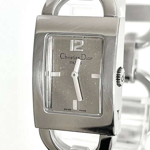 Montre Bracelet Christian Dior Quartz Logo Argent Femme Authentique