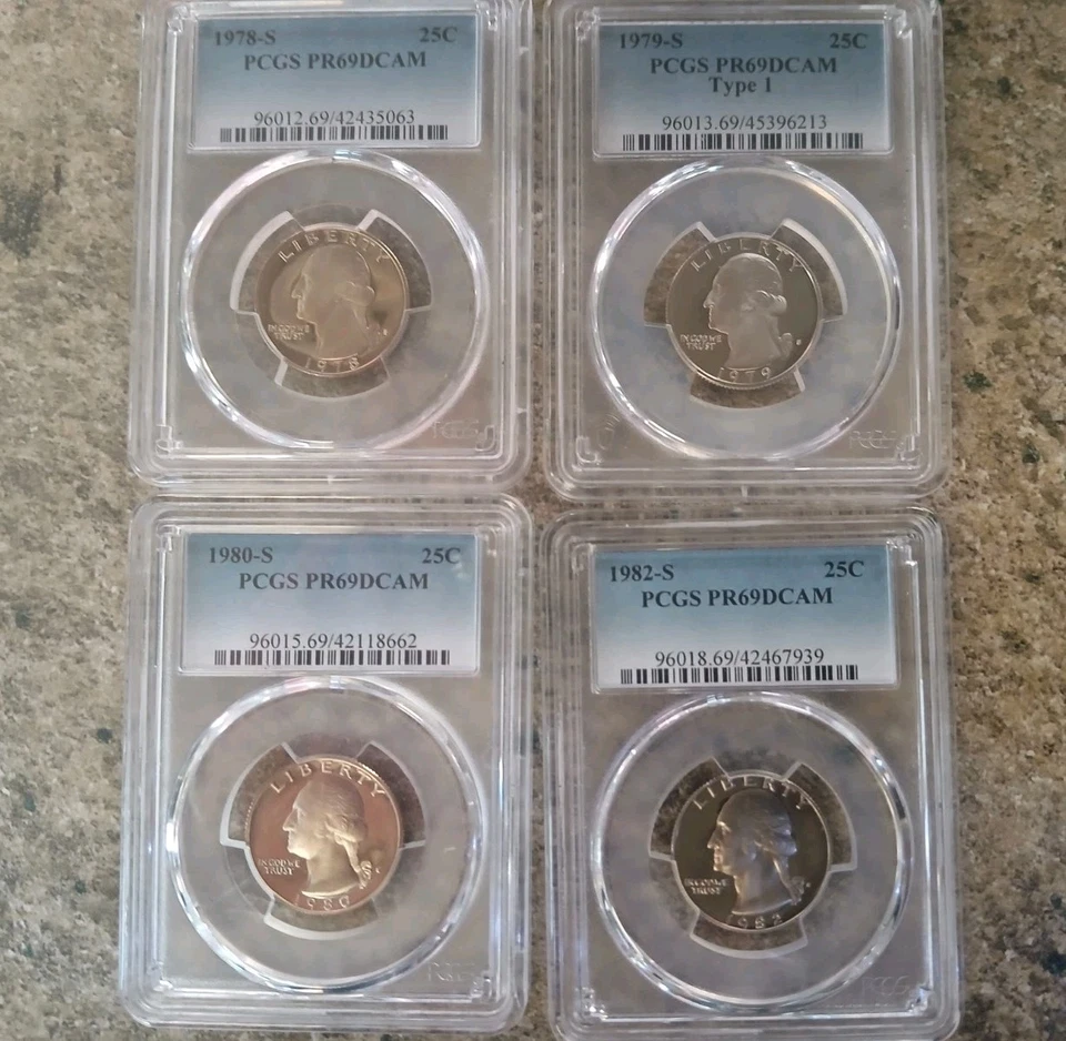 Lot Of 4 DCAM PCGS Washington Quarters 1978,79,80,82- S Proof 69 25c - Image 3 of 4