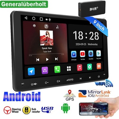 ATOTO A5L 9'' 2DIN Android Autoradio Carplay Stereo AM/FM/RDS GPS NAVI DAB 2G+32G