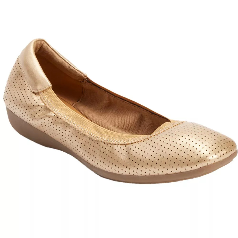 Comfortview Womens The Everleigh Flat - 9 W, Gold (Wide Widths Available)