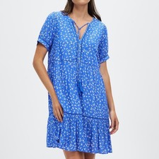 VERO MODA blue Dress With Metallic Threading Short Sleeve Drop waist Size M