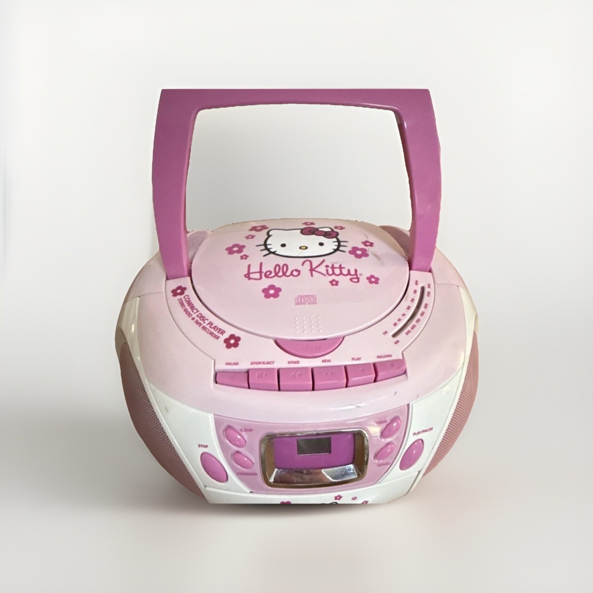 Hello Kitty KT2028A Pink/White Boombox CD Player Cassette AM/FM