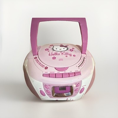Hello Kitty KT2028A Pink/White Boombox CD Player Cassette AM/FM