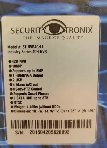 Securitytronix NVR 4ch Security DVR. HDMI 1080p - Picture 5 of 8