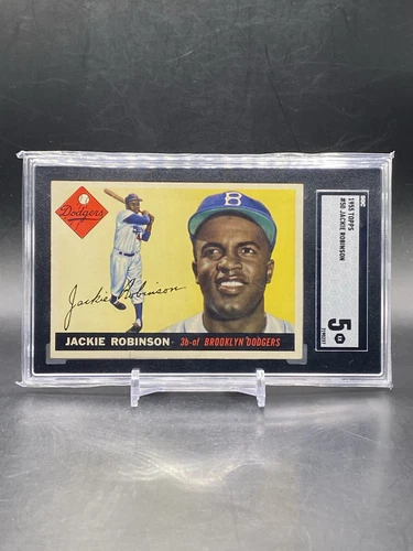 1955 Topps #50 Jackie Robinson HOF Brooklyn Dodgers Vintage Baseball Card SGC 5