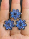 NATURAL   KYANITE 4X5 SAPPHIRE  STERLING SILVER 925 RING EARRING