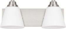 Brushed Nickel Bathroom Vanity Light, 2-Light E26 Base Milk White Glass Shades