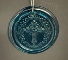 Blenko Glass Suncatcher - Cross - Cerulean