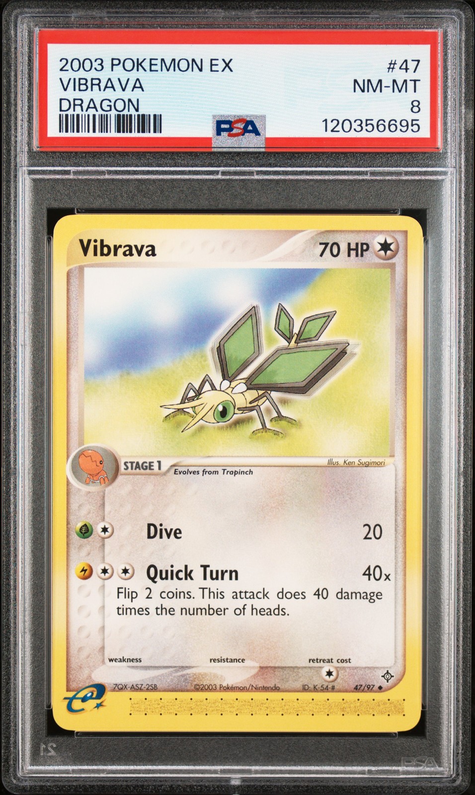 2003 POKEMON EX DRAGON #47 VIBRAVA PSA 8