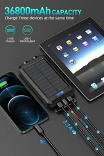 Portable Waterproof Emergency Solar Power Bank 200000mAh 2USB Battery Charger US