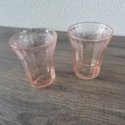 Jeannette Cherry Blossom Pink Depression Glass Flat Tumblers 3.25" Set 2