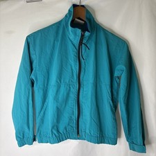 Vtg 90s REI Windbreaker Jacket Full Zip Teal Lightweight Gorpcore Kids M 8/10