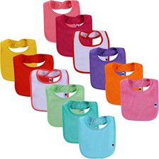 Paquete de 12 Baberos de Algodon Tipo Toalla Baberos Impermeables Unisex con Rel