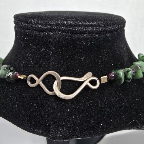 925 Sterling Silver Necklace Ruby Zoisite Red Garnet Handmade Gemstone Jewelry - Picture 8 of 10